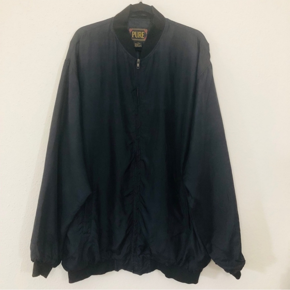 Pure Black Lightweight Bomber Jacket Men Size XL